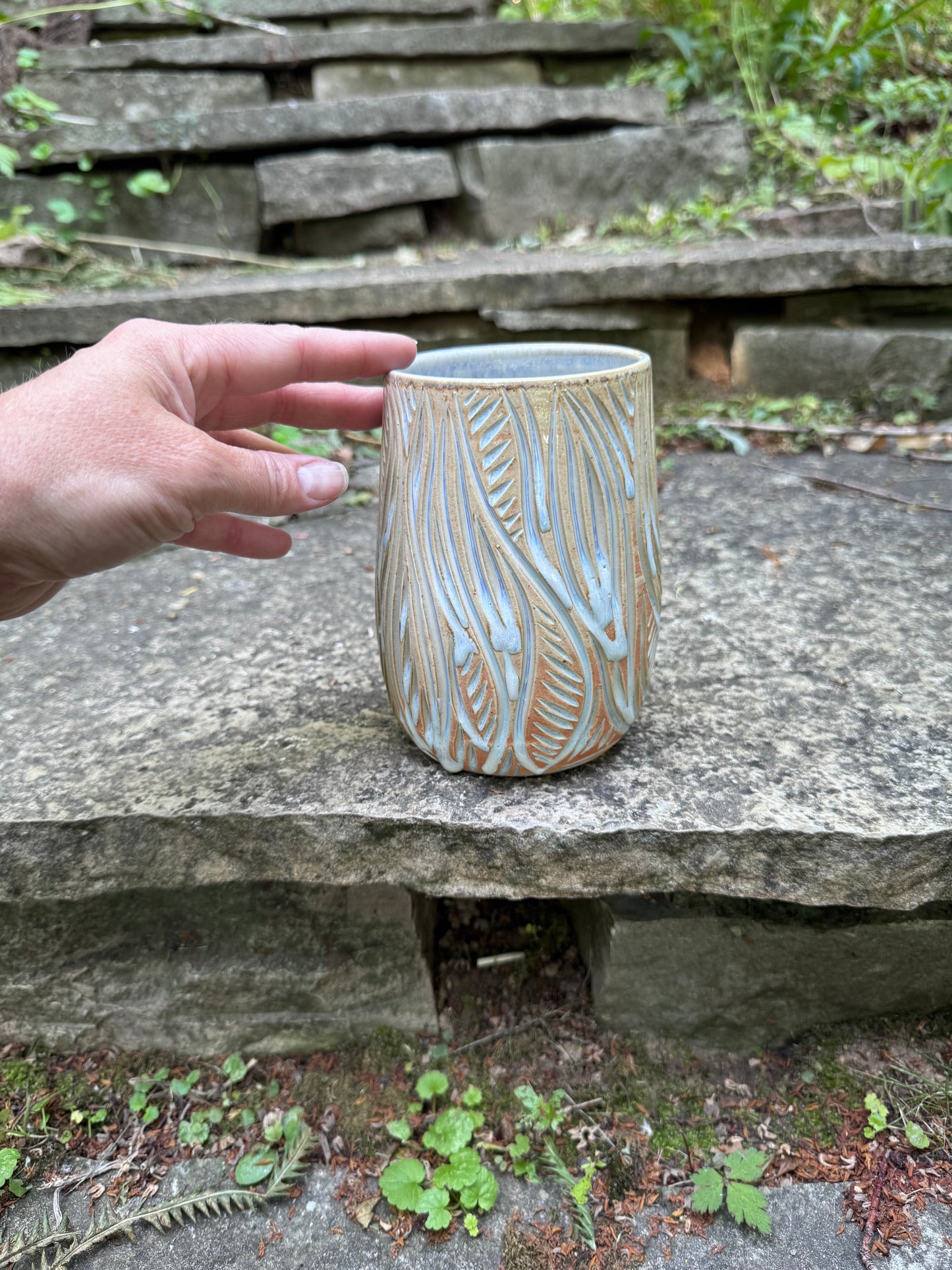 Carved Soda Fired Vase