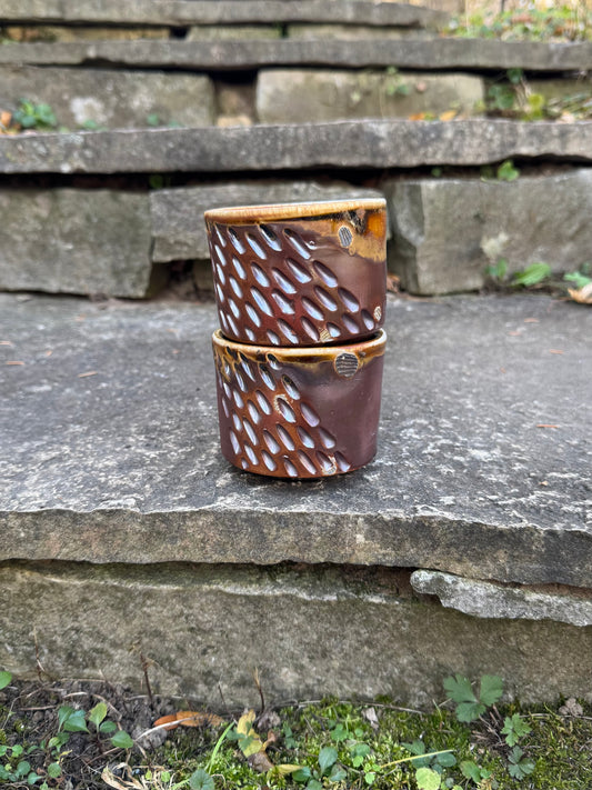 Set of 2 Tumblers - Wood Fired with Shell Imprints