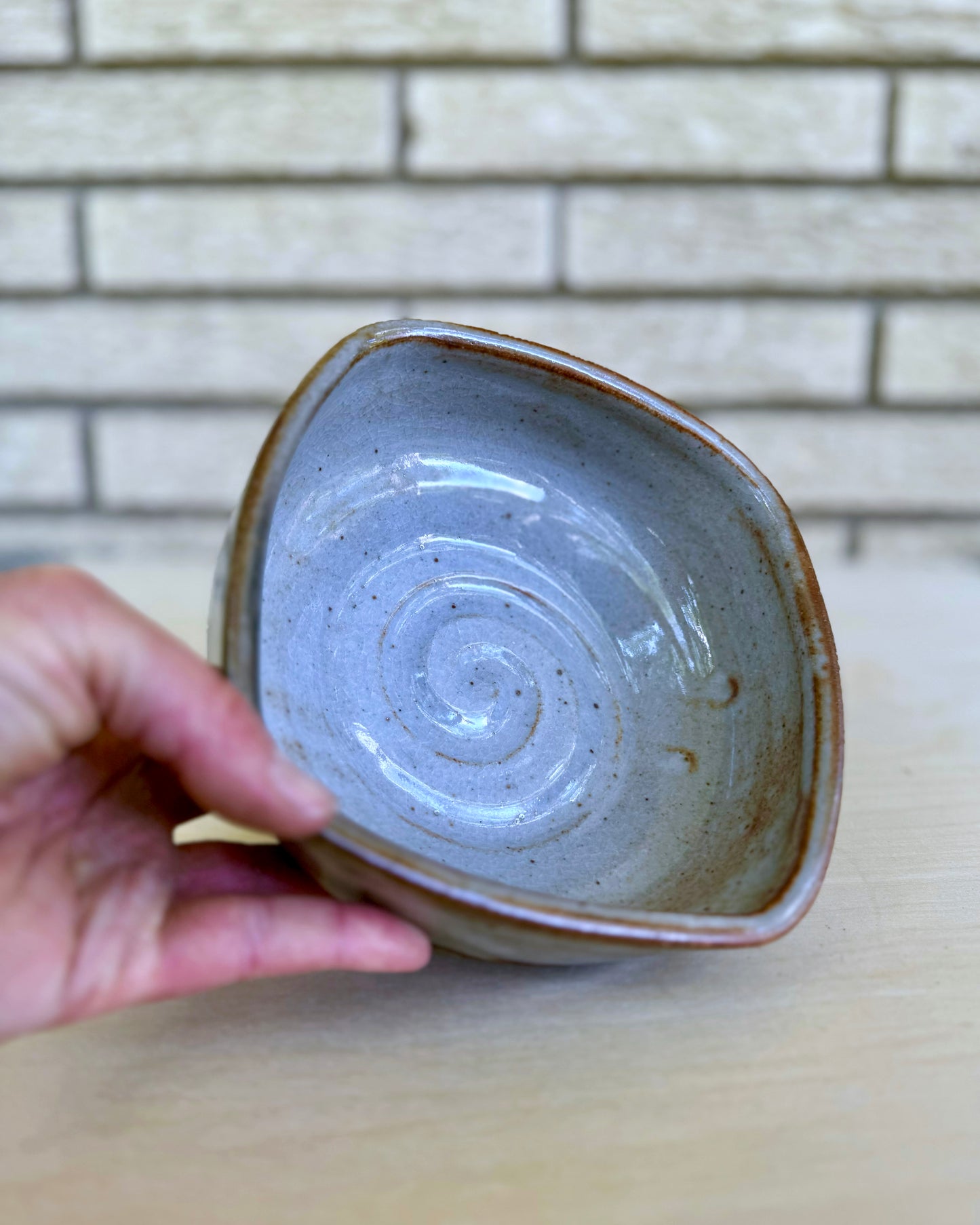 Square Carved Shino Bowl