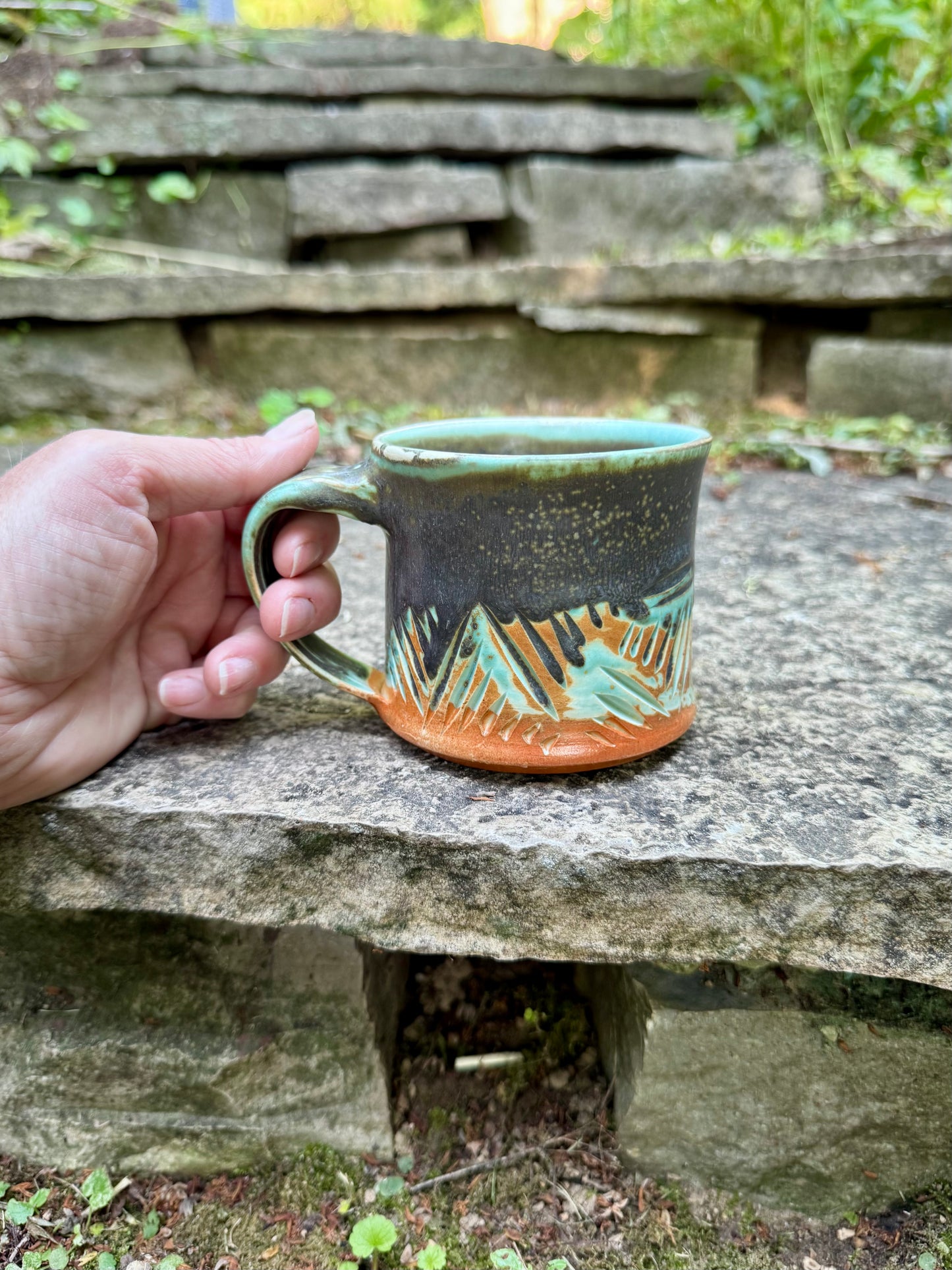 Soda Fired Green Mug