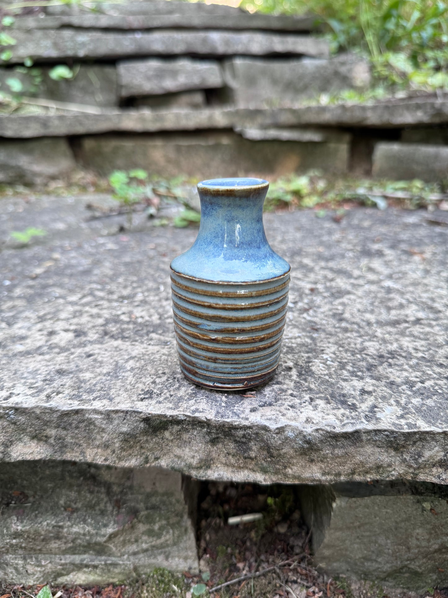 Blue Striped Bud Vase