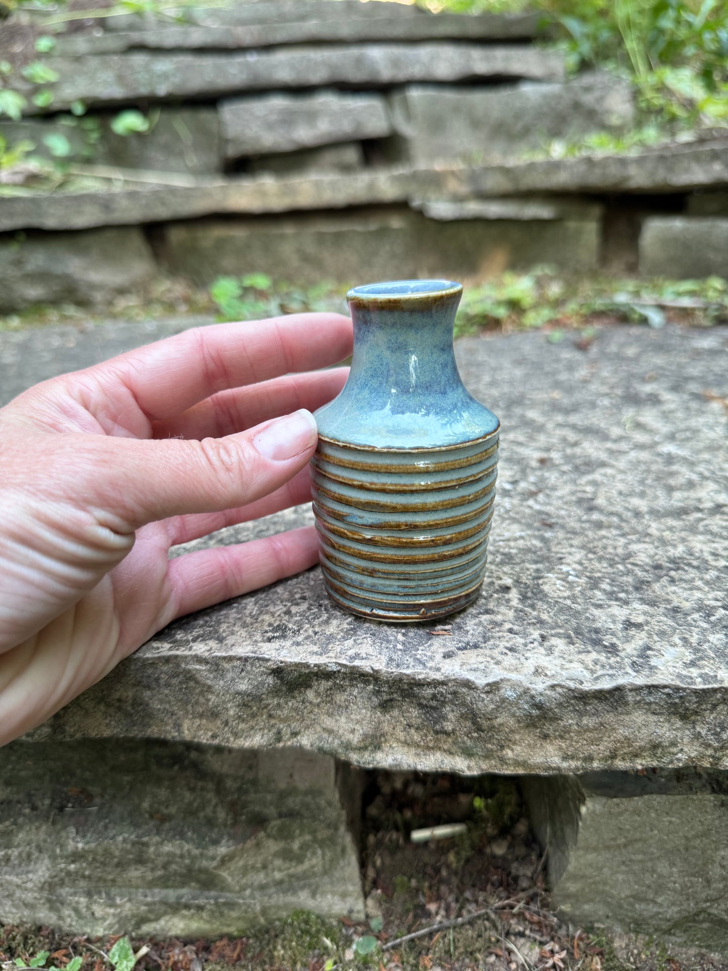 Blue Striped Bud Vase
