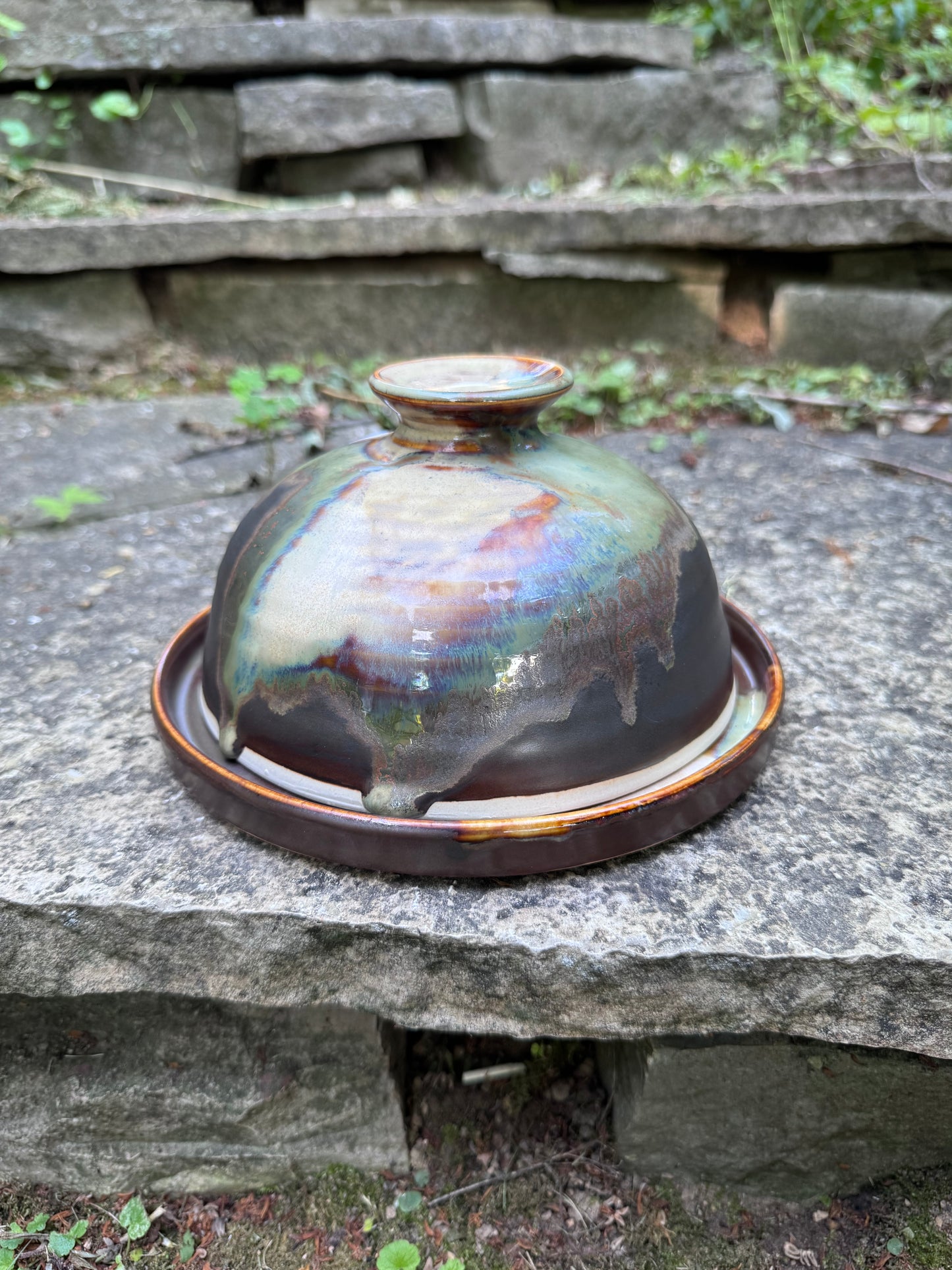 Black and Beige Butter Dish