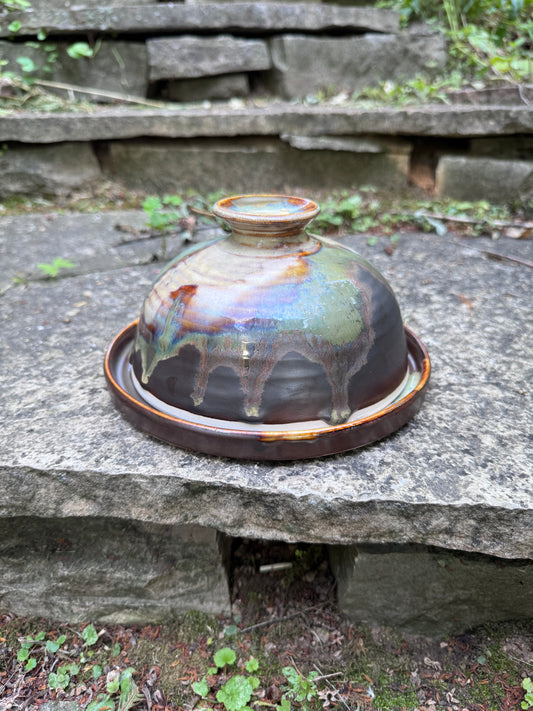 Black and Beige Butter Dish