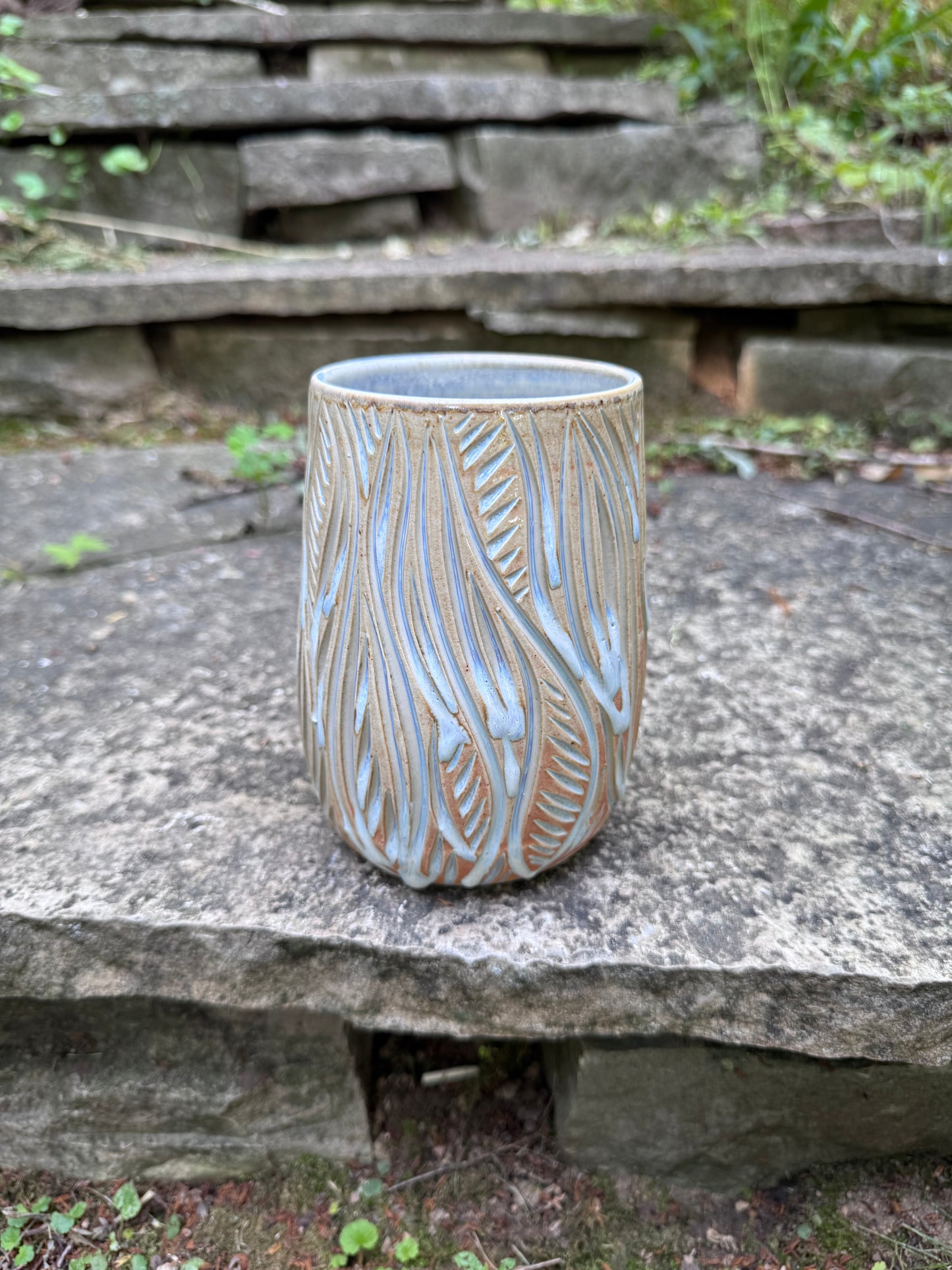 Carved Soda Fired Vase