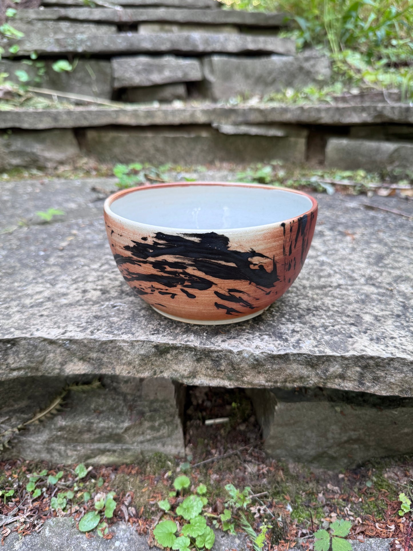 Black Swirl Soda Fired Cereal Bowl