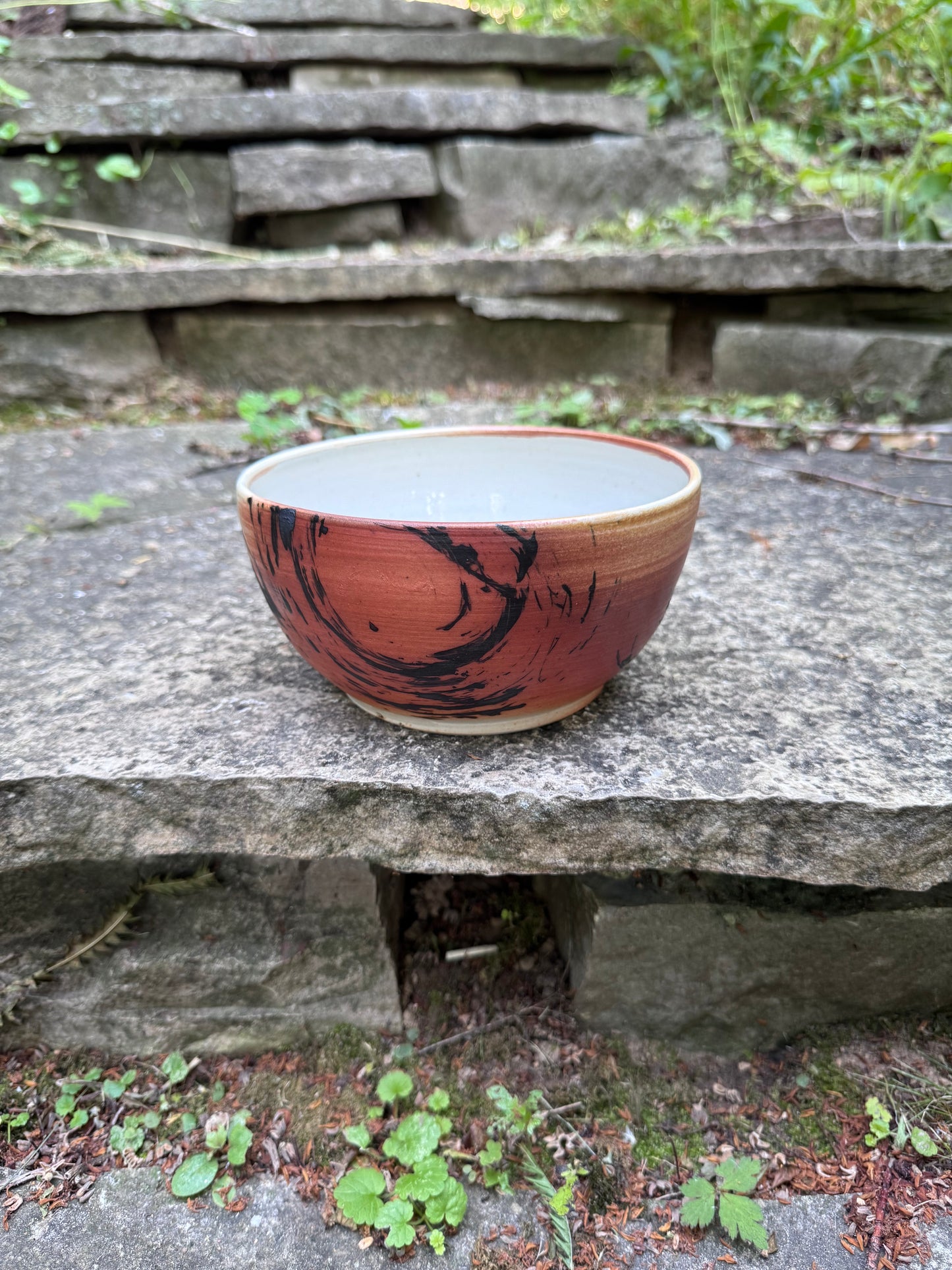 Black Swirl Soda Fired Cereal Bowl