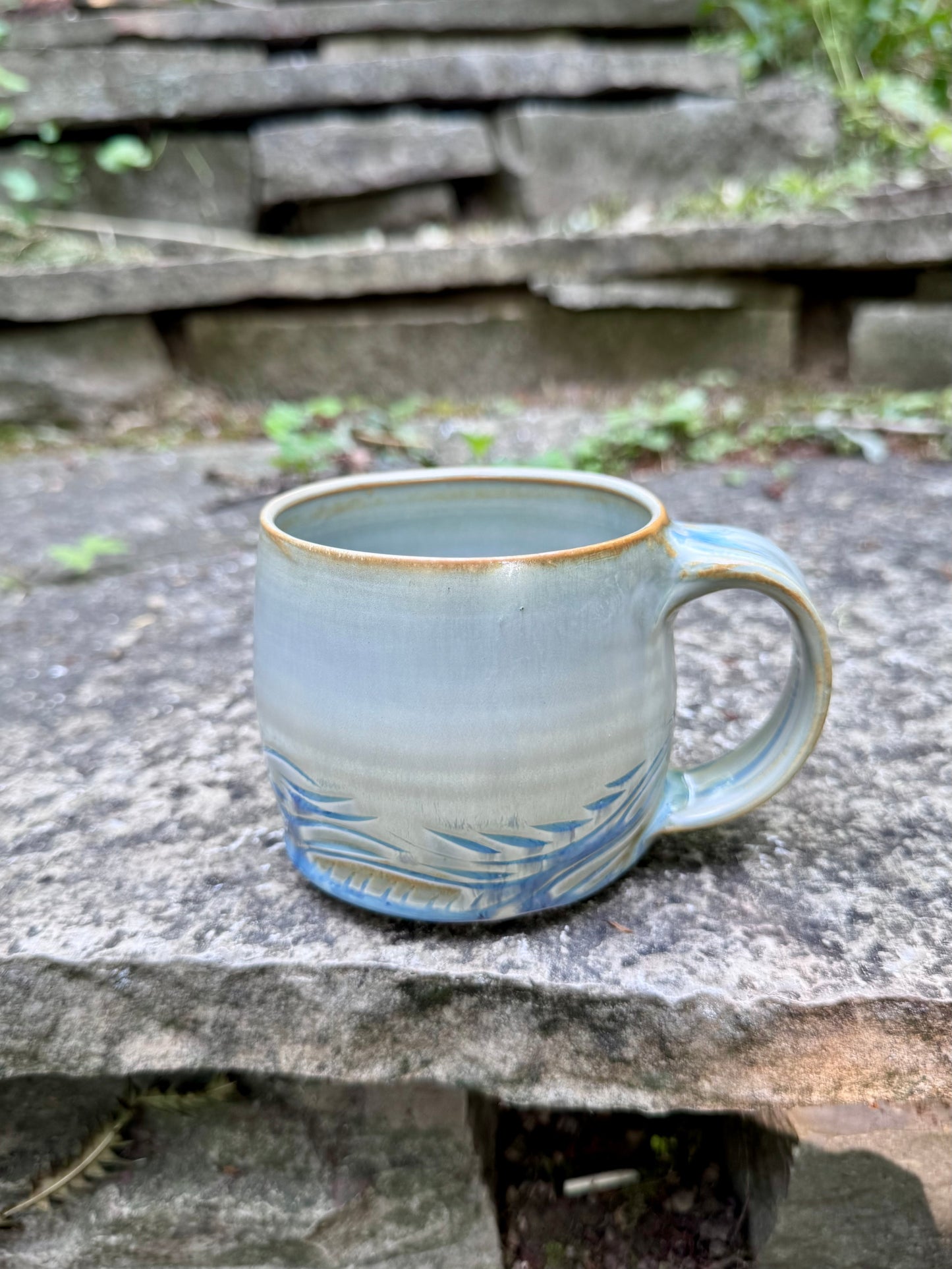 Carved Blue Mug