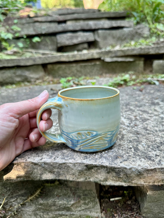 Carved Blue Mug